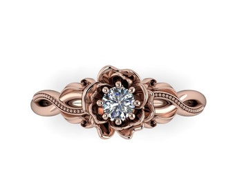 BLOOM : Floral Vine Solitaire | Diamond or Gemstone Engagement Ring | Choose Your Gem | Flower Engagement | Flower Ring | Bloom Ring