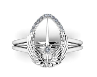 LIGHT WING : Futuristic Engagement Ring | Sci Fi Ring | Fantasy Diamond Ring | Star Ring | Geek Engagement Ring