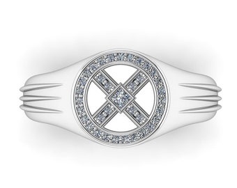 X : Superhero Signet Ring | Classic Comic Engagement Ring | Comicon Engagement Ring | Comic Wedding Ring | Anime/Comic Inspired Ring