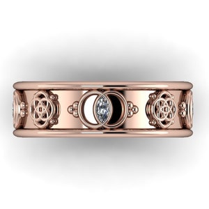 ARTHUR - VESICA PISCIS : Unique Wedding Band | Choose your Stone | Sacred Symbol | Mandorla | Geometric | Quatrefoil | Eco Friendly