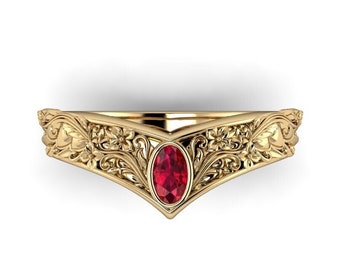 ADORED CROWN : Anime Inspired Tiara Ring | Your Choice of Garnet, Ruby or Diamond | Engagement Ring | Crown Ring | Comicon Engagement