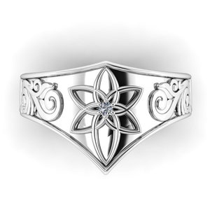 ELDAR : Elvish Star Inspired Wedding Band | Diamond Elven Ring | Unique Diamond Ring | Star Wedding Band | Unique Elvish Ring