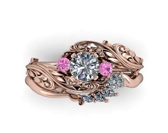 PRINCIPESSA DI FLORI - Matching Diamond Band - with your choice of Natural of Lab Created Stones