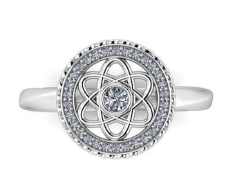 MINI ATOMIC LOVE: Atom inspirierter Ring, kanadischer Diamantring, Verlobungsring oder Ehering.