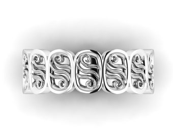 TIDAL PULL | Wave Wedding Band | Anime Inspired Wedding Ring | Male Engagement | Your Choice of Metals