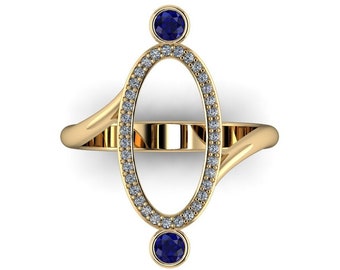 GALACTIC : Futuristic Engagement Ring | Sci Fi Ring | Fantasy Diamond and Sapphire Ring | Star Princess Ring | Geek Engagement Ring
