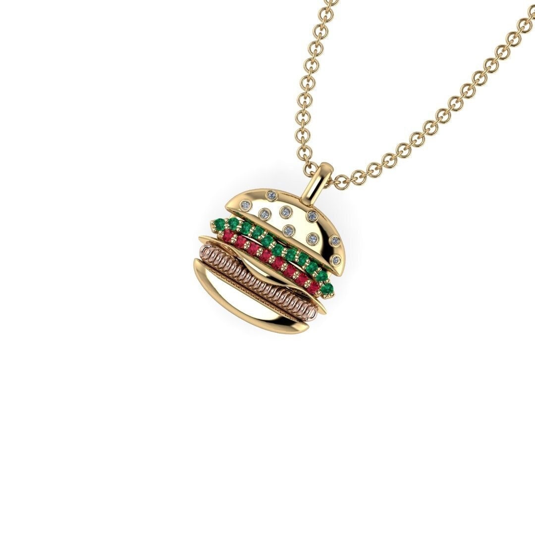BURGER LOVE : Cartoon Inspired Hamburger Pendant | Cheeseburger ...