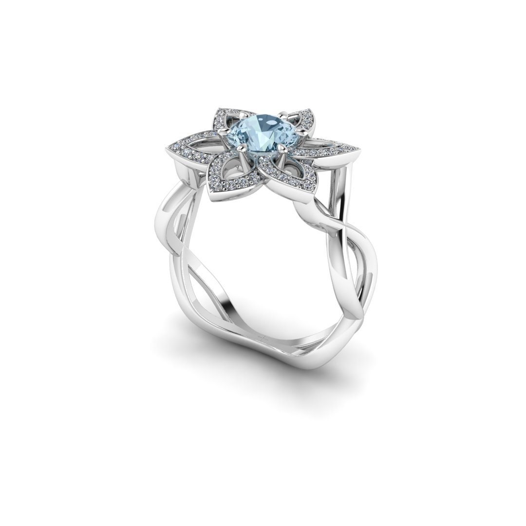 ELENTARI : Elvish Inspired Engagement Ring Aquamarine & - Etsy