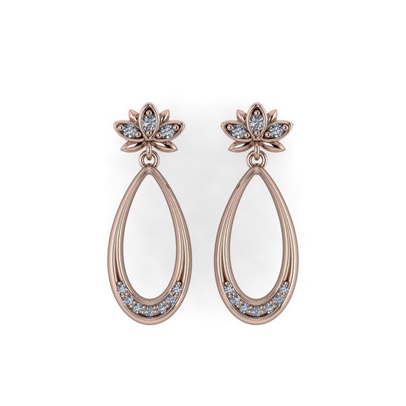 925 Sterling Silver Ultra Clear CZ Gem Flower Rose Tulip Stud Earrings 925 Sterling Silver Ultra Clear CZ Gem Flower Rose Tulip Stud Earrings