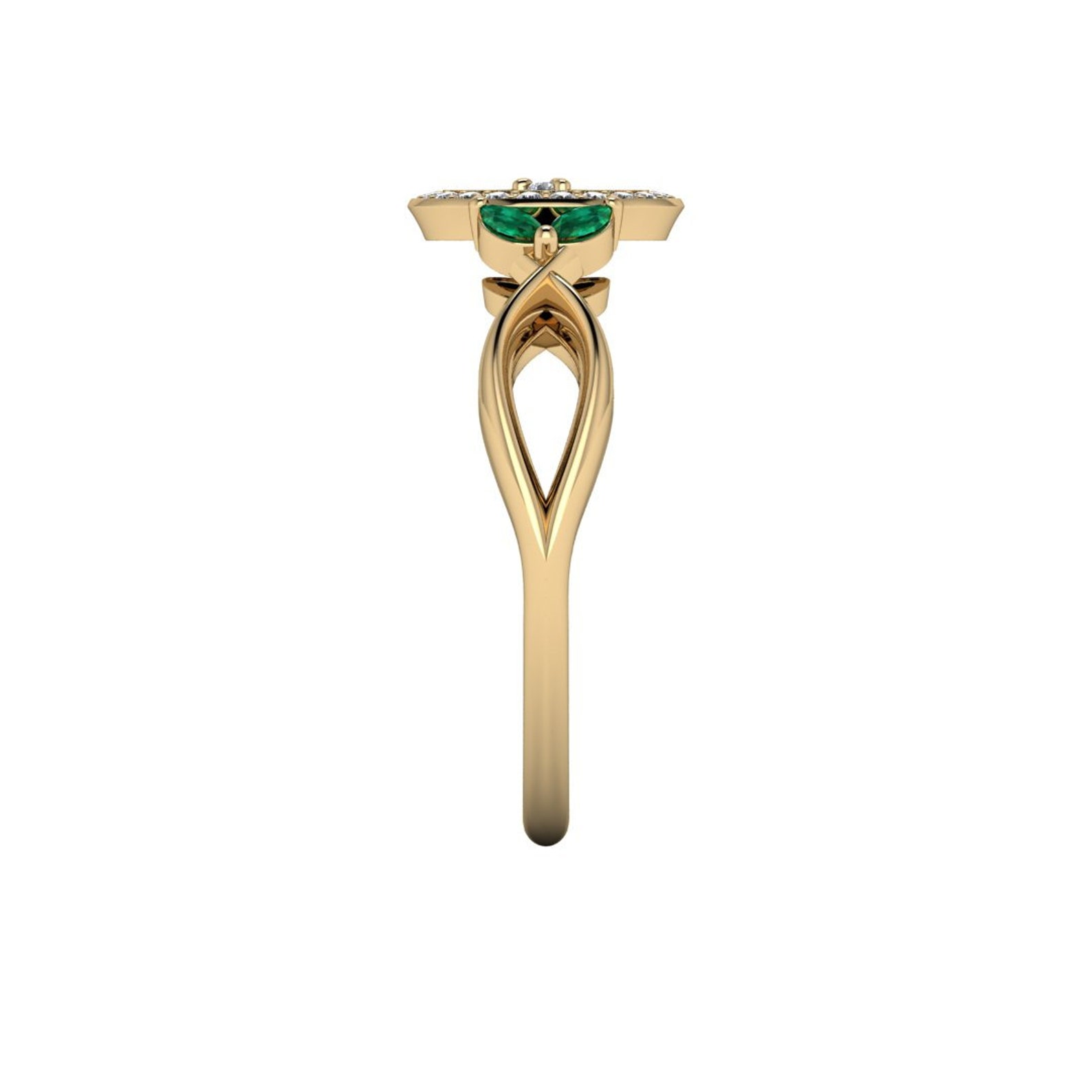 TRISKELION : Celtic Engagement Ring Emerald & Diamond Ring | Etsy
