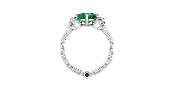 RIDDLE : Skull & Snake Scrollwork Engagement Ring Emerald - Etsy Canada