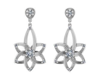 ELENTARI : Elvish Inspired Chandelier Earrings | Star Earrings | Flower Earrings | Bridal Earrings | Drop Earrings | Diamond Dangle Earrings