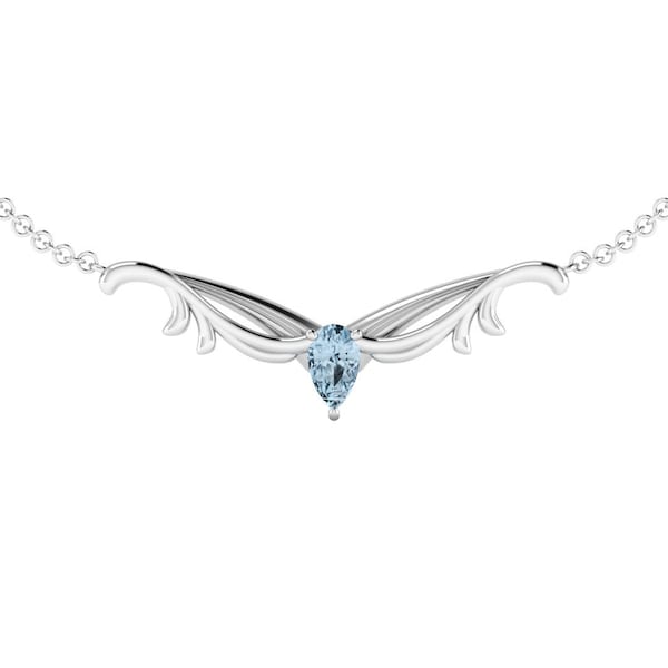TINÚVIEL : Elvish Inspired Crown or Necklace | Delicate Aquamarine Necklace | Elven Bridal Tiara or Necklace | Woodland Vinework Pendant