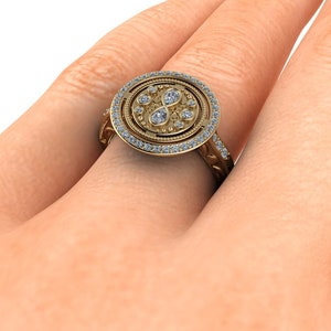 TIMELESS : Diamond Infinity Halo Engagement Astrolabe Ring Hourglass Ring Unique Engagement Wizard Inspired Ring image 7