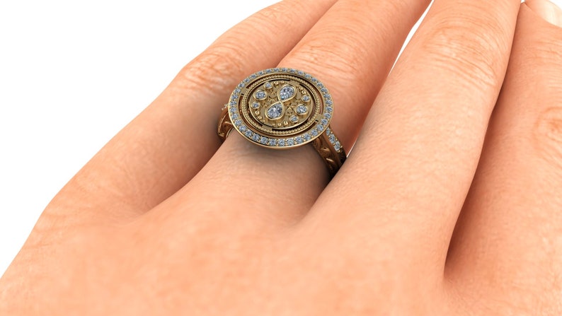 TIMELESS : Diamond Infinity Halo Engagement Astrolabe Ring Hourglass Ring Unique Engagement Wizard Inspired Ring image 7
