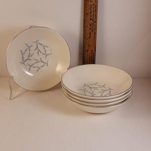 5 Taylor Smith & Taylor Blue Twig Fruit / Dessert Bowls 1950&#39;s