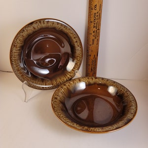 2 Brown Drip Berry / Dessert Bowls Unmarked
