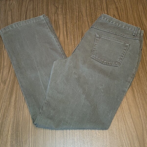 Newport News Jeanology Jeans Size 16T Boot Cut Olive Green