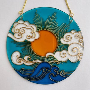 Stained glass Sun Cloud Sea Suncatcher for window hangings image 1