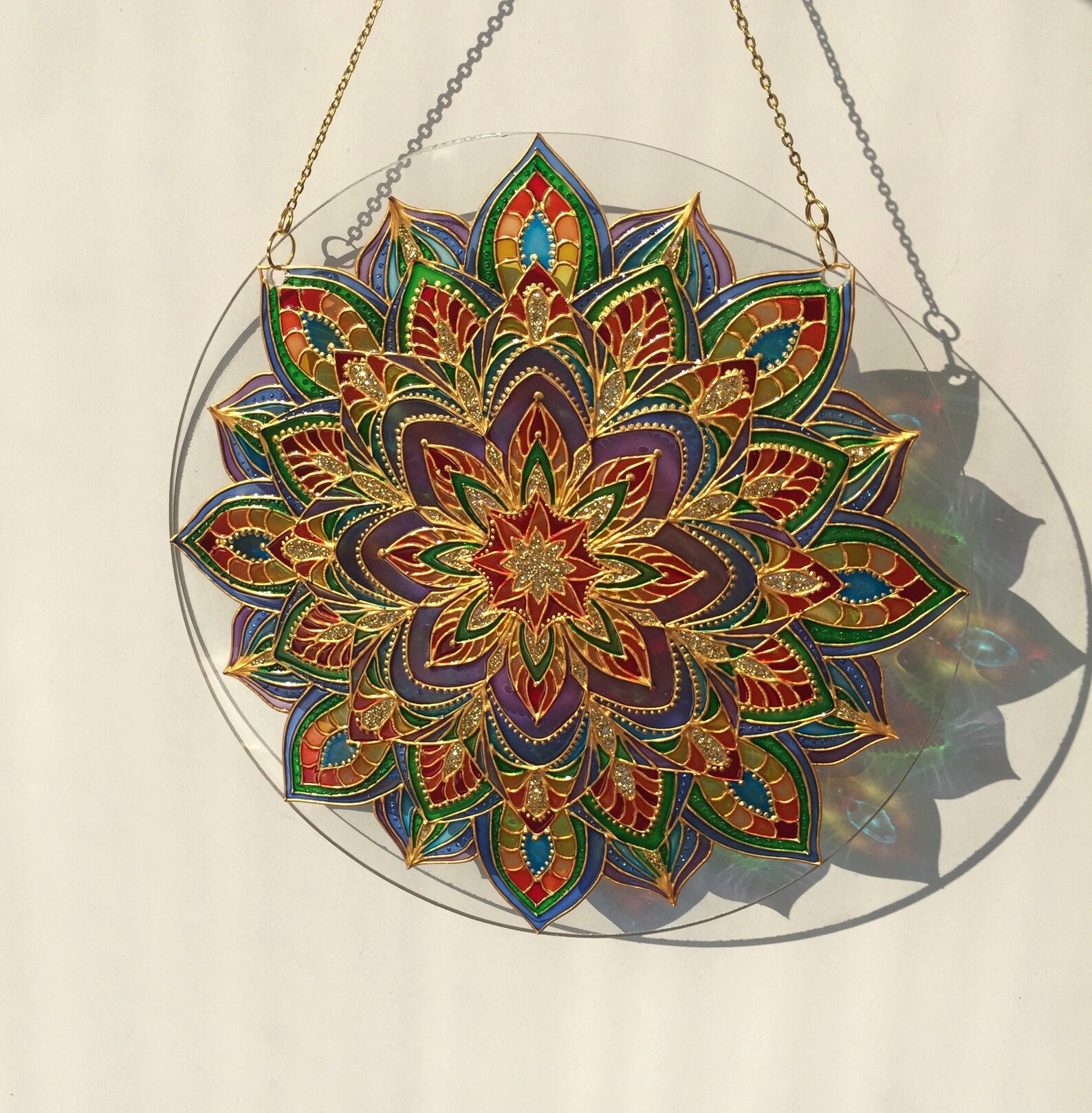 Sacred Geometry Wall Art Mandala Painting Stained Glass Decor Hanging ...