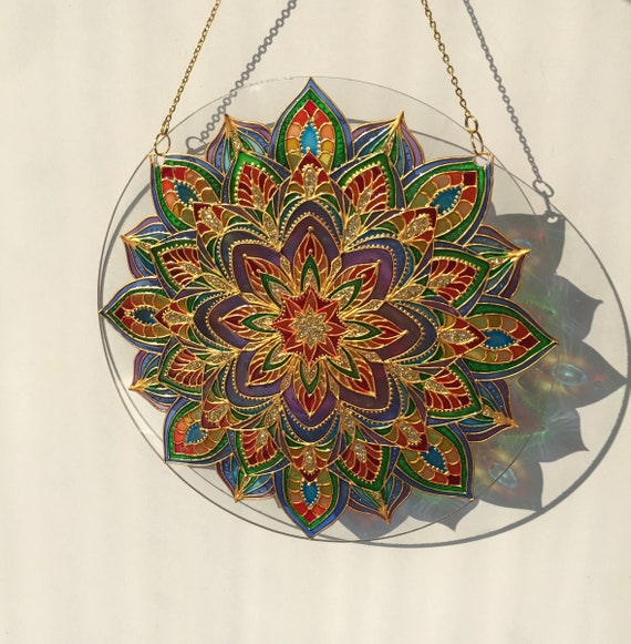 Sacred Geometry Wall Art Mandala Painting Stained Glass Decor | Etsy