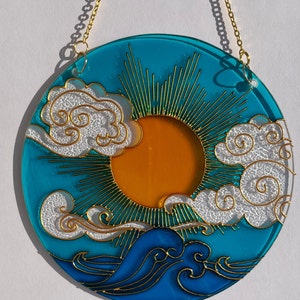 Stained glass Sun Cloud Sea Suncatcher for window hangings image 2