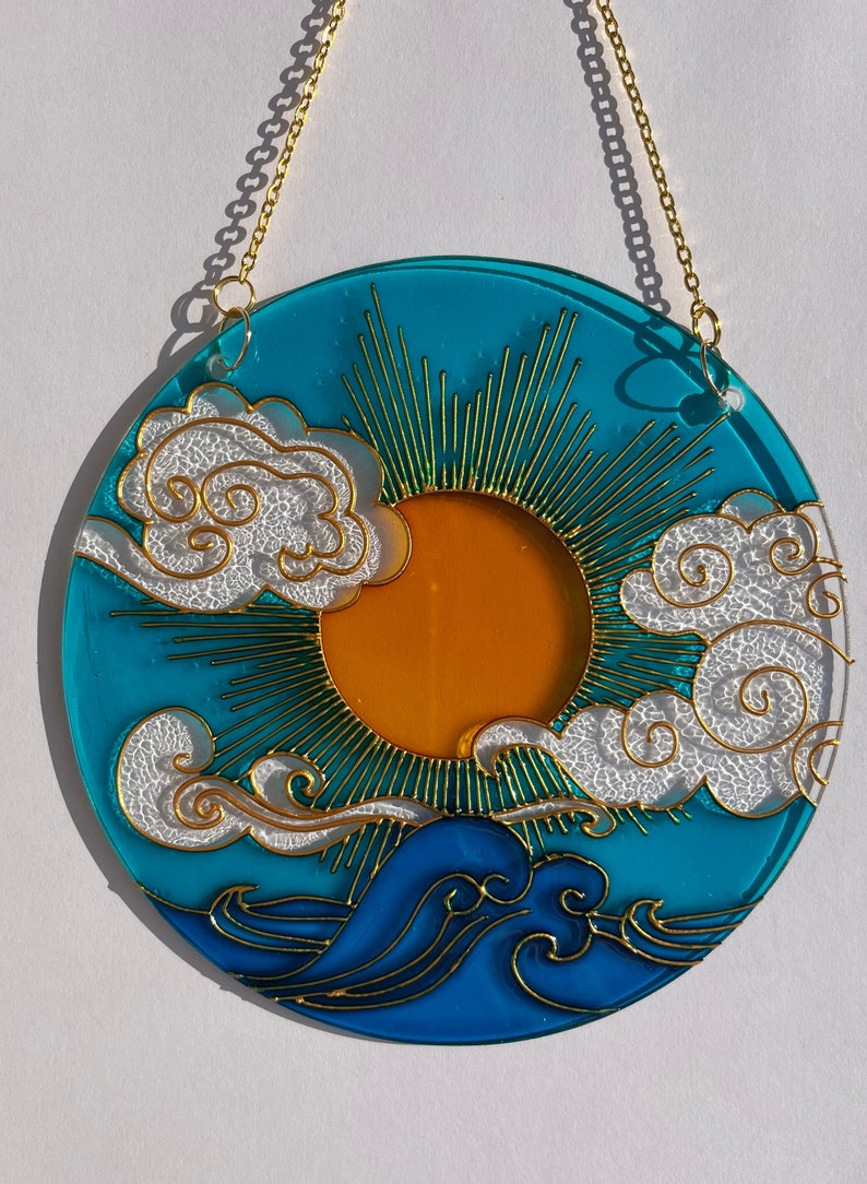 Stained glass Sun Cloud Sea Suncatcher for window hangings image 2