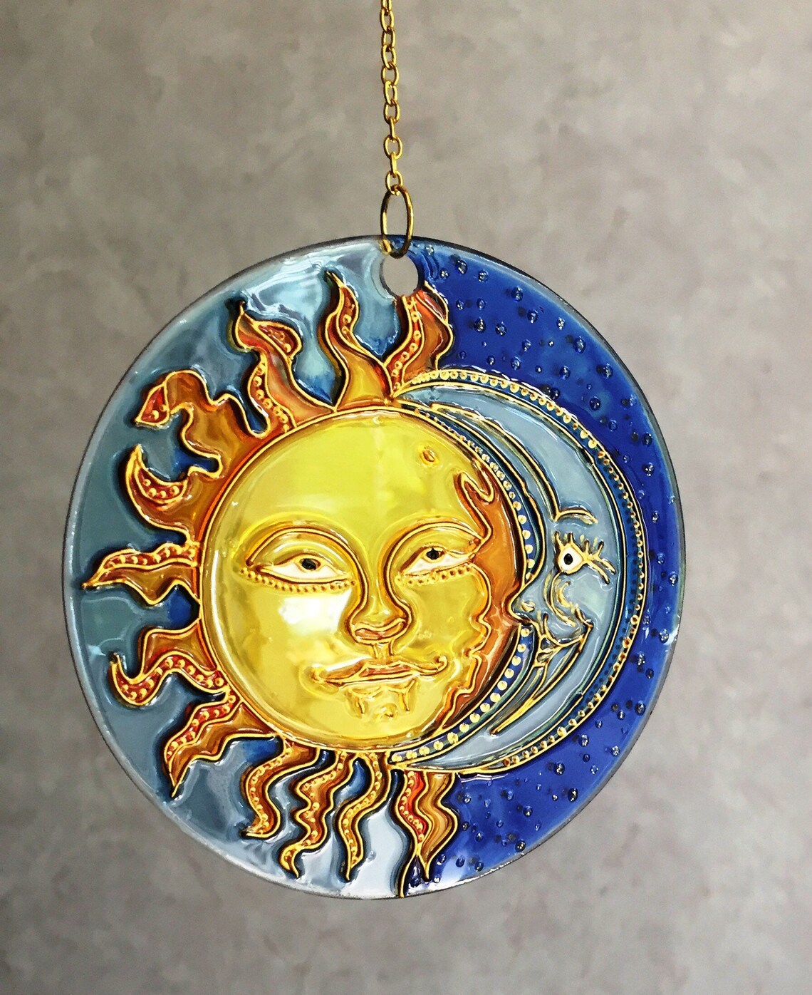 Stained Glass Decor Window Hangings Moon Suncatcher for Window Etsy
