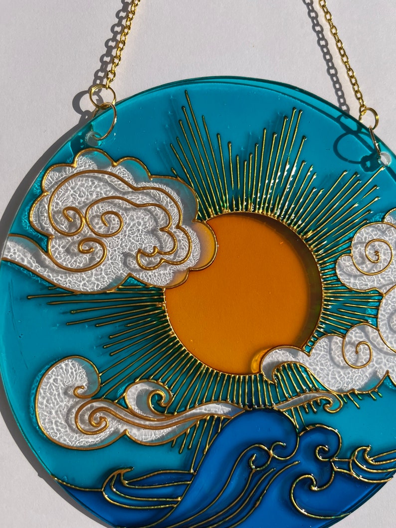 Stained glass Sun Cloud Sea Suncatcher for window hangings image 4