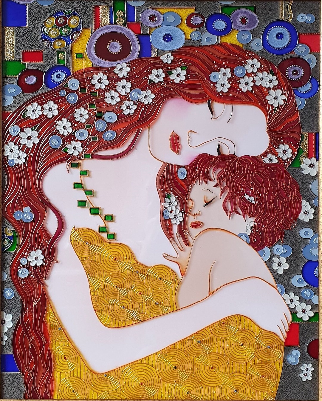 Klimt mère et enfant vitrail panneau tentures murales Etsy France