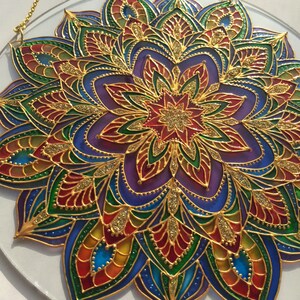 Sacred Geometry Wall Art Mandala Painting Stained Glass Decor Hanging ...