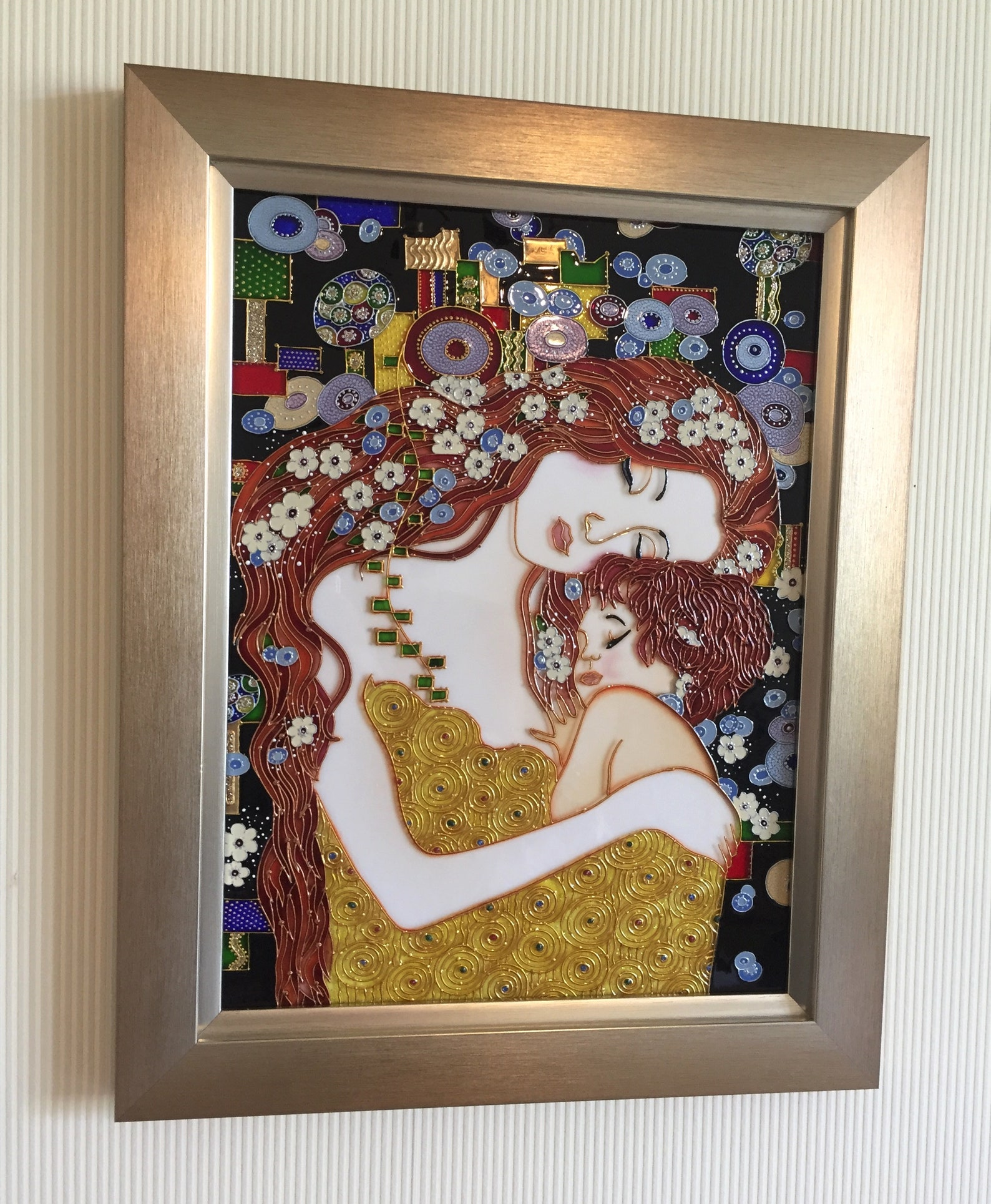 Klimt mère et enfant vitrail panneau tentures murales Etsy France
