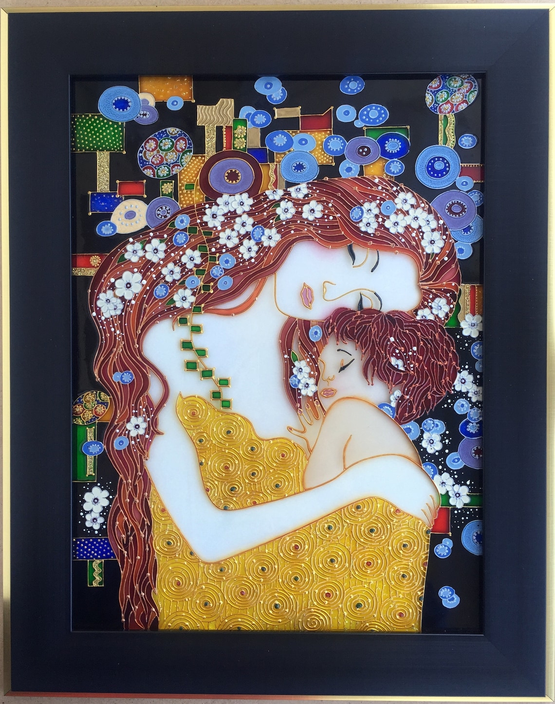 Klimt Mère et enfant Panneau vitrail Mur Suspendus Art Etsy