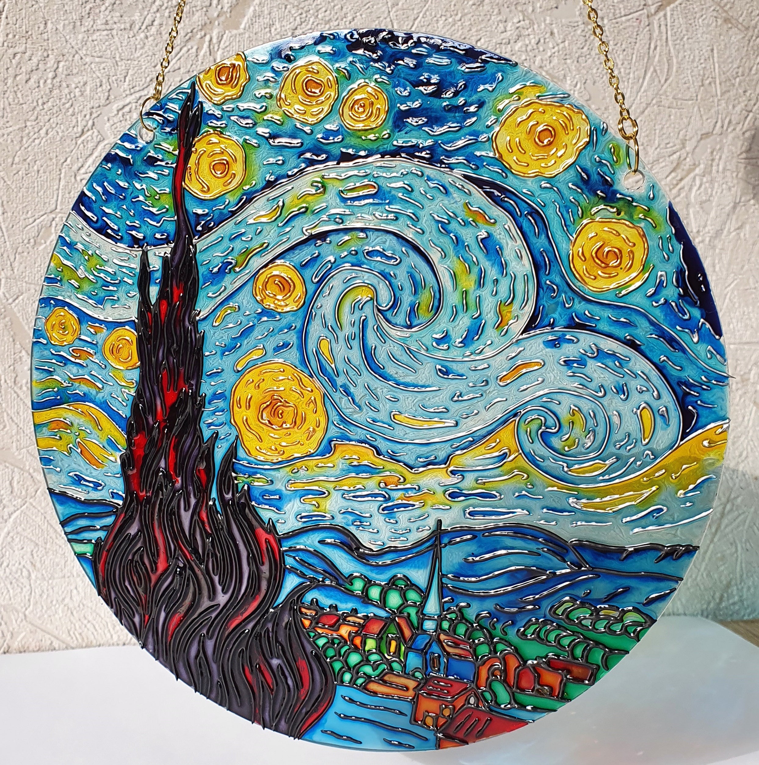 Van Gogh Starry Night Sancetcher stained glass wall art Etsy