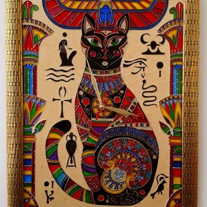 Glas-in-loodpaneel Kamerdecor esthetisch Egyptisch zwart kattendecor afbeelding 2