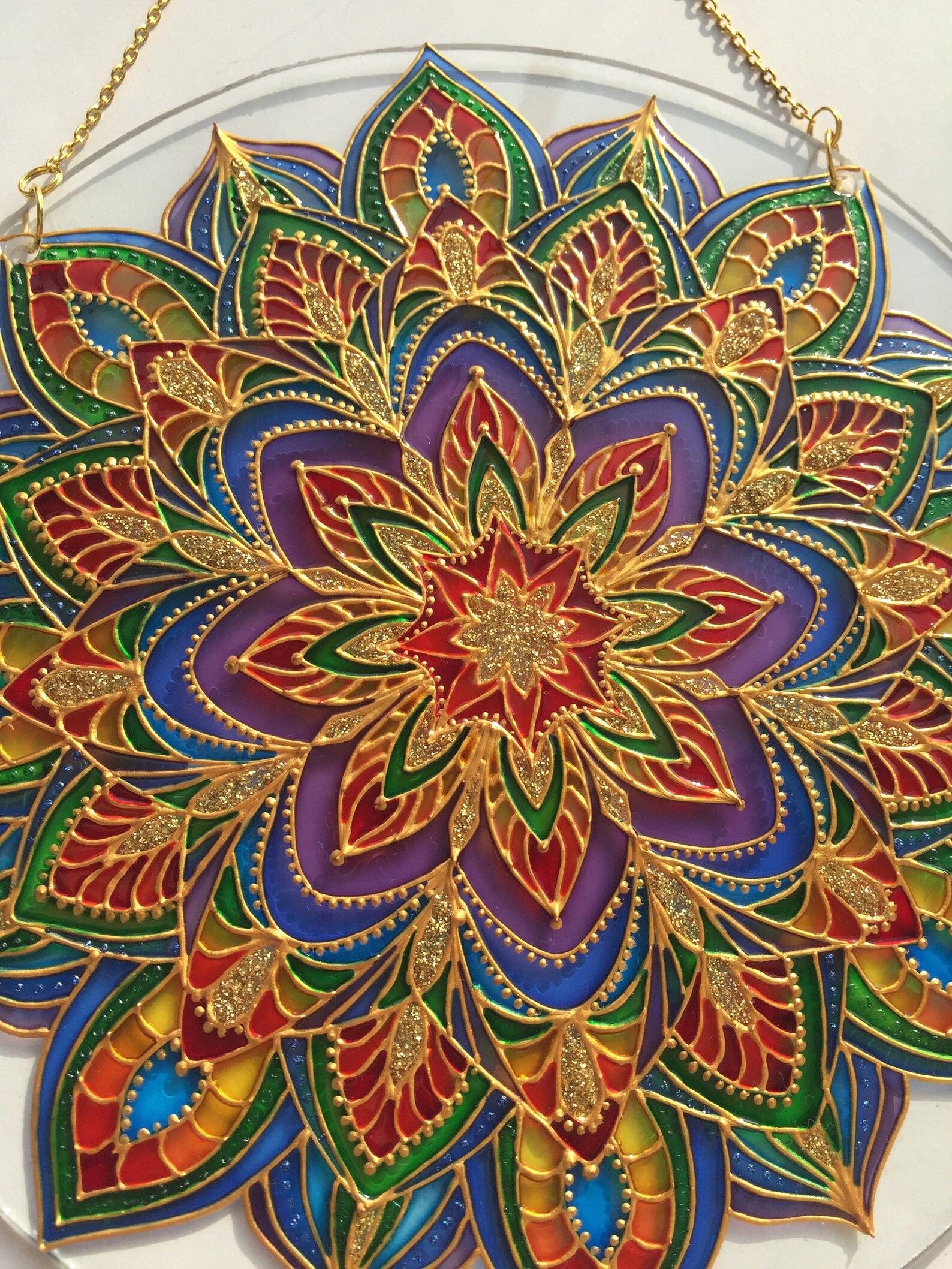 Sacred Geometry Wall Art Mandala Painting Stained Glass Decor | Etsy