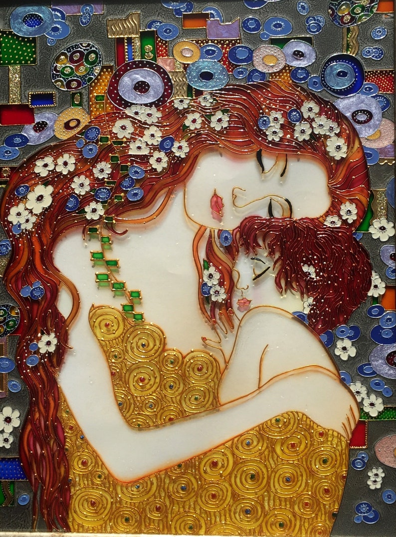 Klimt Mère et enfant Grande horloge murale ou panneau de Etsy