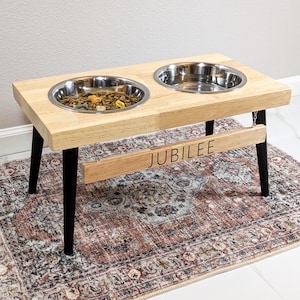 Modern Dog Bowl Stand - The Mid-Mod Dog Bowl Stand - Elevated Dog Bowls - Raised Dog Bowl - Pet Feeding Station - Personalization - Large