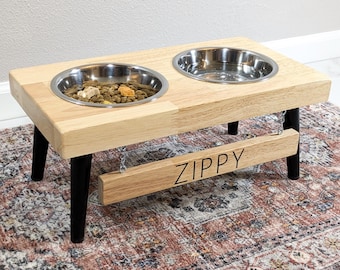 Soporte moderno para comederos de perros - Soporte para comederos de perros de estilo moderno de mediados de siglo - Comederos elevados para perros - Comedero elevado para perros - Estación de alimentación para mascotas - Personalización - Mediano