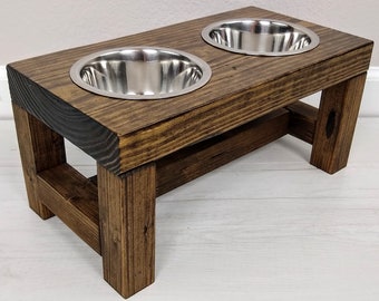 Elevated dog bowl, Small dog feeder, Dog bowl, Dog lover gift, Dog bowls, Dog bowl stand, Pet furniture, Farmhouse decor, Raised dog bowl