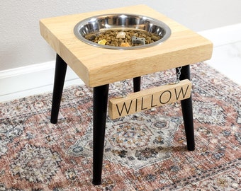Modern Dog Bowl Stand - The Mid-Mod Dog Bowl Stand - Elevated Dog Bowls - Raised Dog Bowl - Pet Feeding Station - Personalization - Single