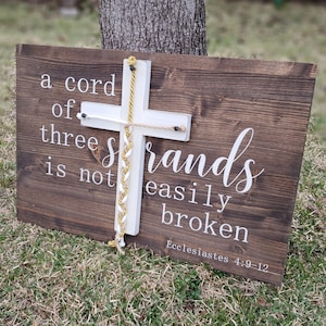 A Cord Of Three Strands Sign, A Cord of 3 Strands, Ecclesiastes 4:9-12, Wedding Ceremony Sign, Unity Ceremony Sign, Dark Walnut, Strand