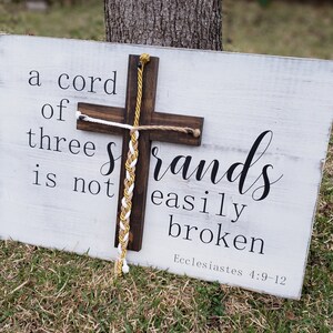 A Cord Of Three Strands Sign, A Cord of 3 Strands, Ecclesiastes 4:9-12, Wedding Ceremony Sign, Unity Ceremony Sign, Distressed White, Strand Distressed White