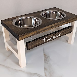 Elevated Dog Bowls Raised Dog Bowl Stand Feeder for Large Dogs Wood  Farmhouse