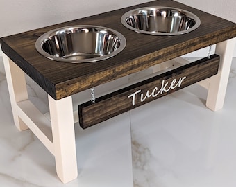 Dog Bowl Stand - Large - The Original Farmhouse Dog Feeder - Elevated Dog Bowl - Dog Bowl - Raised Dog Bowl - Personalized Dog Bowl - Dog