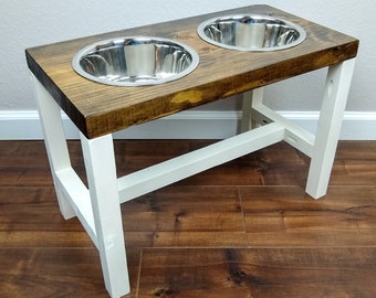 Dog Bowl Stand - Large/Tall Dog Bowl Stand - Farmhouse Style - Rustic Dog Bowl Stand - Raised Dog Bowl - Elevated Dog Bowl-Raised Dog Feeder