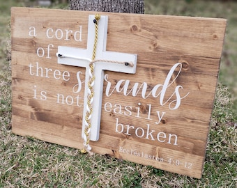 A Cord Of Three Strands Sign, A Cord of 3 Strands, Ecclesiastes 4:9-12, Wedding Ceremony Sign, Unity Ceremony Sign, Early American, Strand