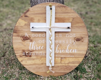 Unity Ceremony, A Cord Of Three Strands Sign, A Cord of 3 Strands, Ecc 4:9-12, Wedding Ceremony Sign, Wedding Gift, Early American, 18"