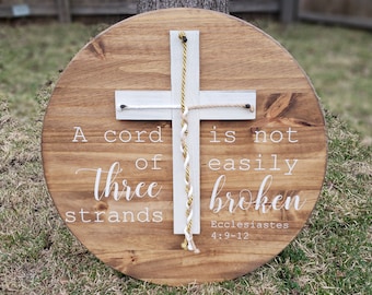 Unity Ceremony, A Cord Of Three Strands Sign, A Cord of 3 Strands, Ecc 4:9-12, Wedding Ceremony Sign, Wedding Gift, Early American, 24"