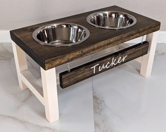 Dog Bowl Stand - Large - The Original Farmhouse Dog Feeder - Elevated Dog Bowl - Dog Bowl - Raised Dog Bowl - Personalized Dog Bowl - Dog